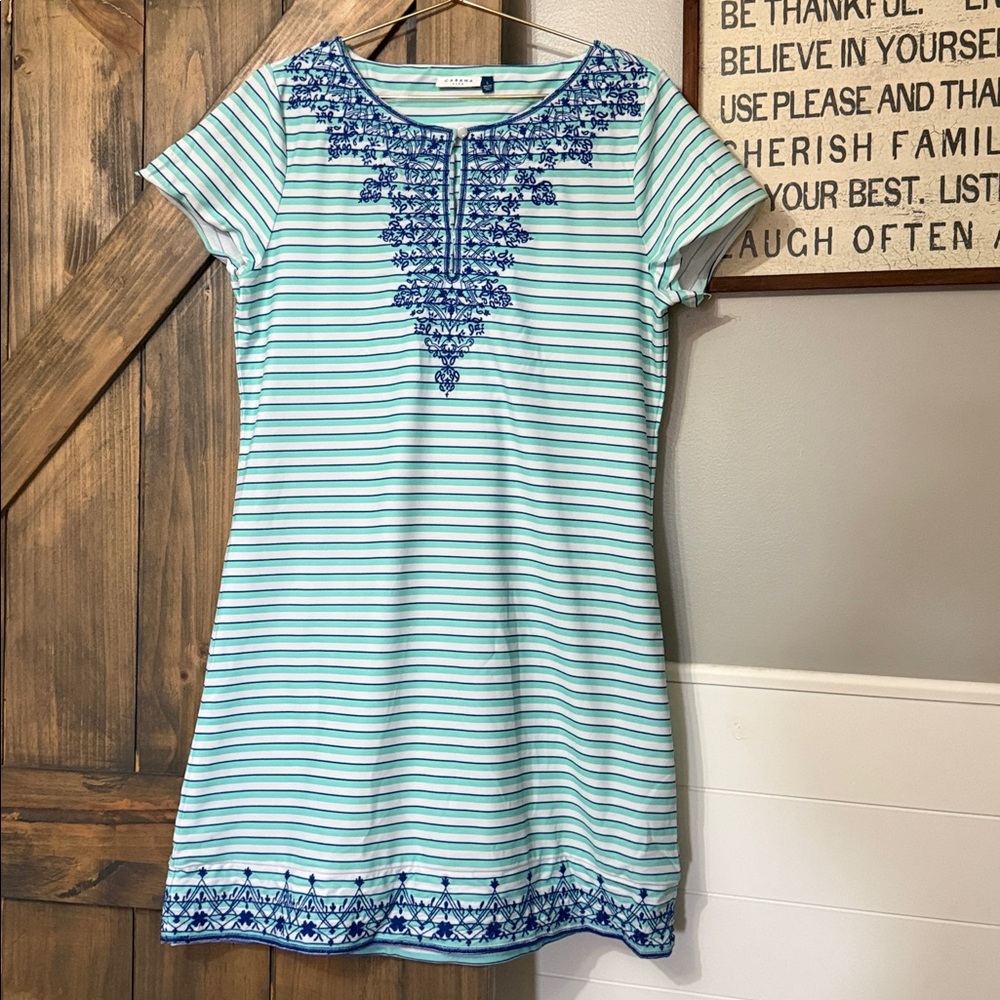 Cabana Life UPF 50 Striped Dress in Size Large.